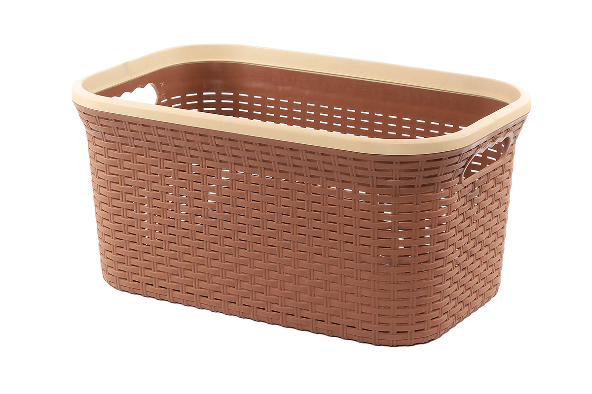Корзина для хранения Violet Ротанг, цвет: коричневый, 50 х 33 х 25 смRG-D31S Корзина для хранения Violet Ротанг, цвет: коричневый, 50 х 33 х 25 смRG-D31SПрямоугольная корзина Violet Ротанг, изготовленная из полипропилена, имитирующая плетение ротанг, предназначена для хранения мелочей в ванной, на кухне, даче или гараже. Позволяет хранить мелкие вещи, исключая возможность их потери. Это легкая корзина со сплошным дном, жесткой кромкой, с небольшими отверстиями на стенках.