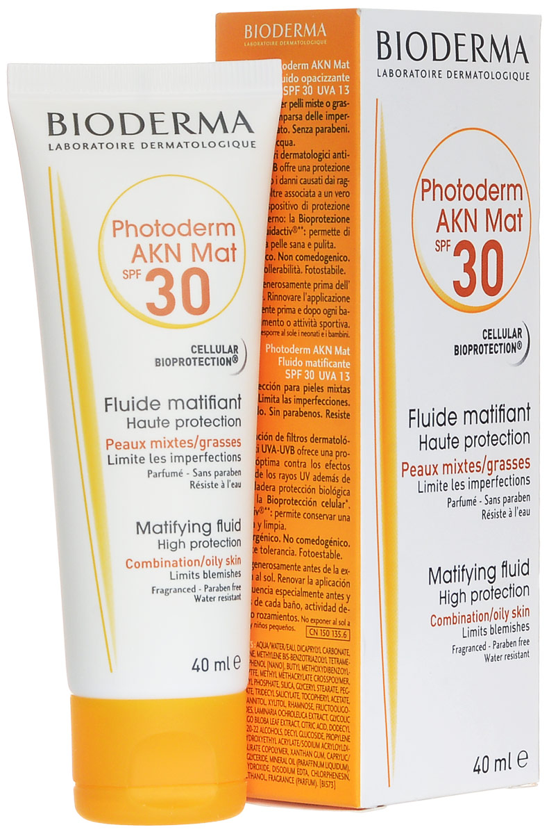 Bioderma Матирующая эмульсия Photoderm AKN, SPF 30, 40 млFS-00897 Bioderma Матирующая эмульсия Photoderm AKN, SPF 30, 40 млFS-00897Защищает от UV. Предупреждает появление высыпаний. Предупреждает появление сального блеска. Можно использовать как увлажняющее средство.