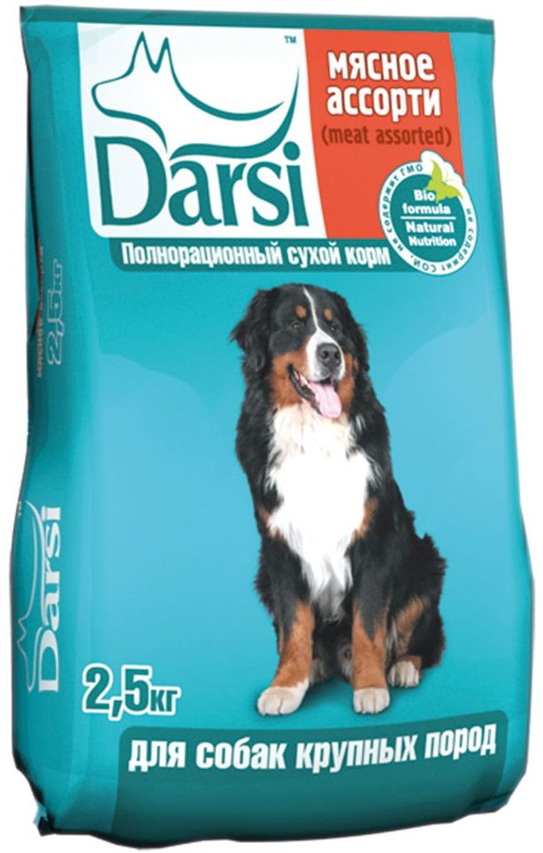 Корм сухой Darsi для собак крупных пород, 2,5 кг. 06630120710 Корм сухой Darsi для собак крупных пород, 2,5 кг. 06630120710Витамин Е повышает защитные функции организмаОмега-3 и Омега-6, органический цинк обеспечивают здоровую кожу и блестящую мягкую шерстьКальций и фосфор в сбалансированном виде обеспечивают крепкие костиМинеральные вещества, оптимальные форма и структура крокет благоприятствуют здоровому развитию зубов и профилактируют возникновение зубного камняКлетчатка и высокоусваиваемые питательные вещества способствуют правильной работе кишечникаСостав: злаки и продукты их переработки, мясо и субпродукты животного происхождения, масла и жиры, витамины и минеральные вещества. Пищевая ценность в 100 г продукта: сырой белок 18,0%, сырой жир 7,0 %, сырая зола 6,0%, сырая клетчатка 3,5%, влажность не более 10,0%, кальций 12,0 г/кг, фосфор 10,0 г/кг, Витамин А 4 200 МЕ/кг, Витамин D3 400 МЕ/кг, Витамин Е 40 мг/кг Содержание витаминов гарантировано до истечения срока годности. Энергетическая ценность на 100 г: 290 ккал