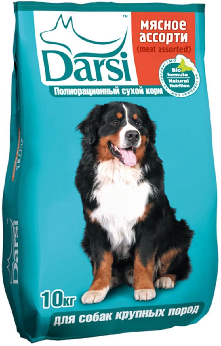 Корм сухой Darsi для собак крупных пород, 10 кг. 06700424 Корм сухой Darsi для собак крупных пород, 10 кг. 06700424Витамин Е повышает защитные функции организмаОмега-3 и Омега-6, органический цинк обеспечивают здоровую кожу и блестящую мягкую шерстьКальций и фосфор в сбалансированном виде обеспечивают крепкие костиМинеральные вещества, оптимальные форма и структура крокет благоприятствуют здоровому развитию зубов и профилактируют возникновение зубного камняКлетчатка и высокоусваиваемые питательные вещества способствуют правильной работе кишечникаСостав: злаки и продукты их переработки, мясо и субпродукты животного происхождения, масла и жиры, витамины и минеральные вещества. Пищевая ценность в 100 г продукта: сырой белок 18,0%, сырой жир 7,0 %, сырая зола 6,0%, сырая клетчатка 3,5%, влажность не более 10,0%, кальций 12,0 г/кг, фосфор 10,0 г/кг, Витамин А 4 200 МЕ/кг, Витамин D3 400 МЕ/кг, Витамин Е 40 мг/кг Содержание витаминов гарантировано до истечения срока годности. Энергетическая ценность на 100 г: 290 ккал