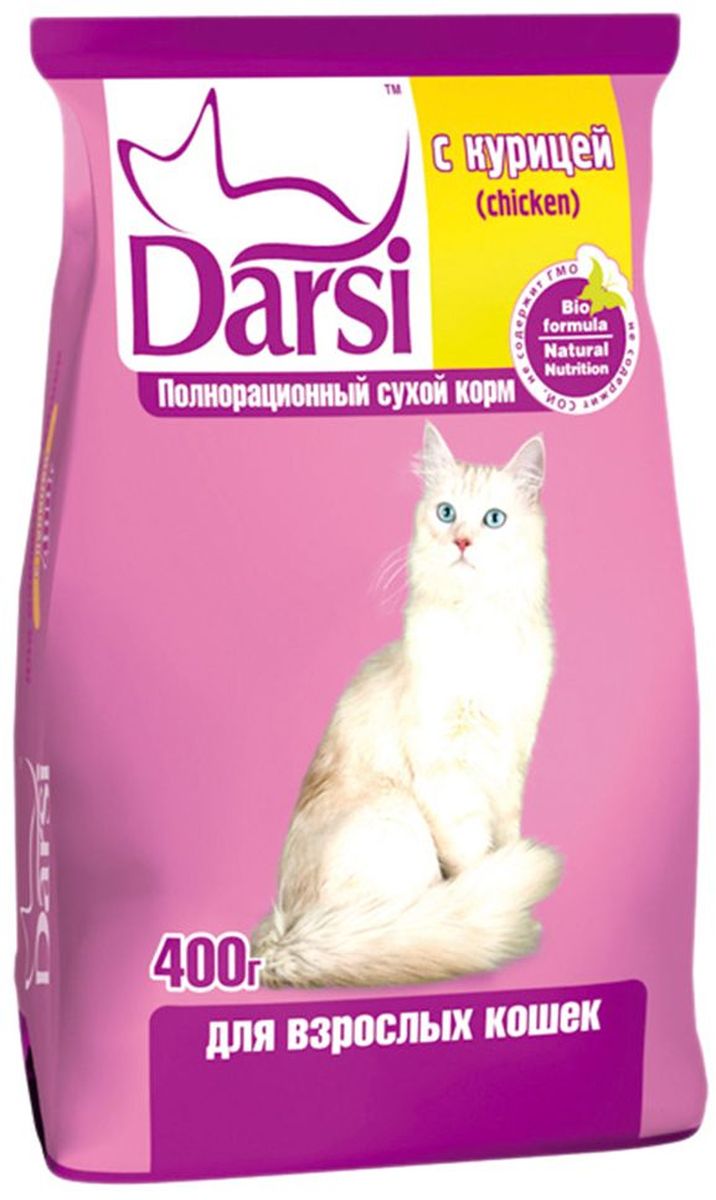 Корм сухой Darsi для кошек, с курицей, 400 г. 013941362 Корм сухой Darsi для кошек, с курицей, 400 г. 013941362Полнорационный сухой корм для кошек, с курицей. Состав: злаки и продукты их переработки, мясо и субпродукты животного происхождения (мин. 4% птицы), рыба и продукты из рыбы, масла и жиры, витамины и минеральные вещества. Пищевая ценность: протеин - 30,0%, жир - 10,0 %, зола - 9,0%, клетчатка - 3,0%, влажность не более 10,0%, кальций -19,0 г/кг, фосфор - 13,0 г/кг, медь - 10 мг/кг, витамин А - 24 000 МЕ/кг, витамин D3 - 2 000 МЕ/кг, витамин Е - 110 мг/кг. Энергетическая ценность на 100 г: 327 ккал
