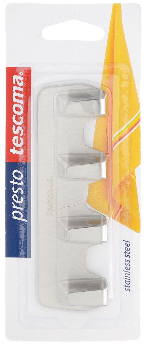Крючок Tescoma Presto. 420847ES-412 Крючок Tescoma Presto. 420847ES-412Крючки Tescoma Presto выполнены из нержавеющей стали и предназначены для размещения на стене. Изделие отлично подойдет для подвешивания кухонных принадлежностей: полотенец, рукавиц, прихваток и других мелких предметов.Самоклеящиеся крючки легко прикреплять и удобно использовать, после снятия не оставляют следов на поверхности.Размер изделия: 12 х 3,5 х 1,3 см.