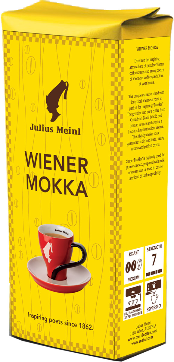 Julius Meinl Венский мокка кофе в зернах, 250 г101246 Julius Meinl Венский мокка кофе в зернах, 250 г101246Эта эспрессо-смесь классической венской обжарки идеально подходит для приготовления “Мокко”, напитка с яркими шоколадными нотами. Кофе, отобранный в регионе Серрадо (Бразилия), обладает насыщенным и интенсивным вкусом, который не оставит равнодушными тех, кто знает толк в кофе.