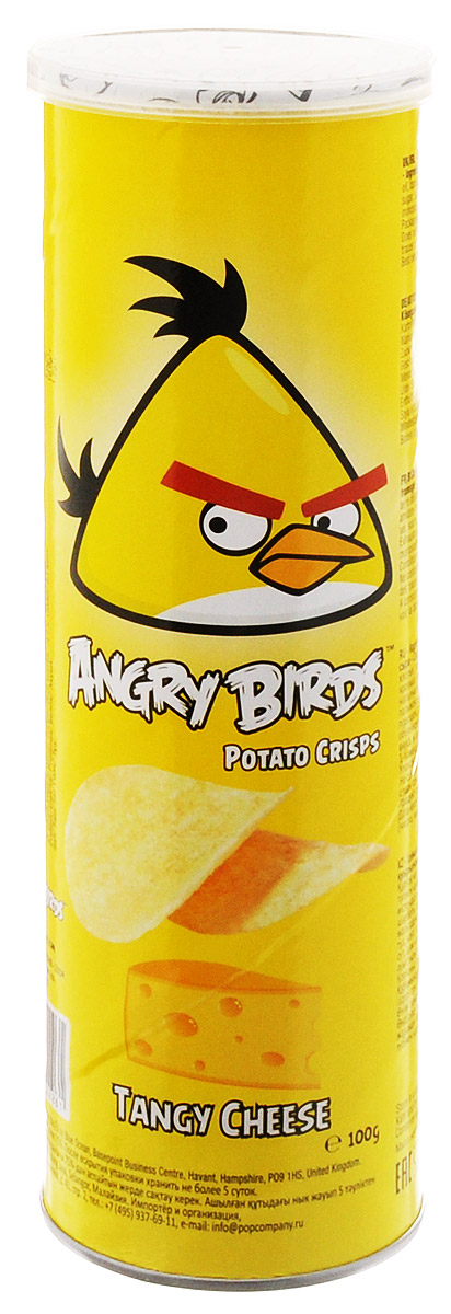 Angry Birds чипсы со вкусом сыра, 100 г0120710 Angry Birds чипсы со вкусом сыра, 100 г0120710Хрустящая картофельная закуска Angry Birds с ярким вкусом сыра — к сидру или пиву! Возьмите с собой на пикник, в дорогу или в кинотеатр. Благодаря удобной тубе они не сломаются и не рассыплются. Рекомендуется подавать с сырными и чесночными соусами.
