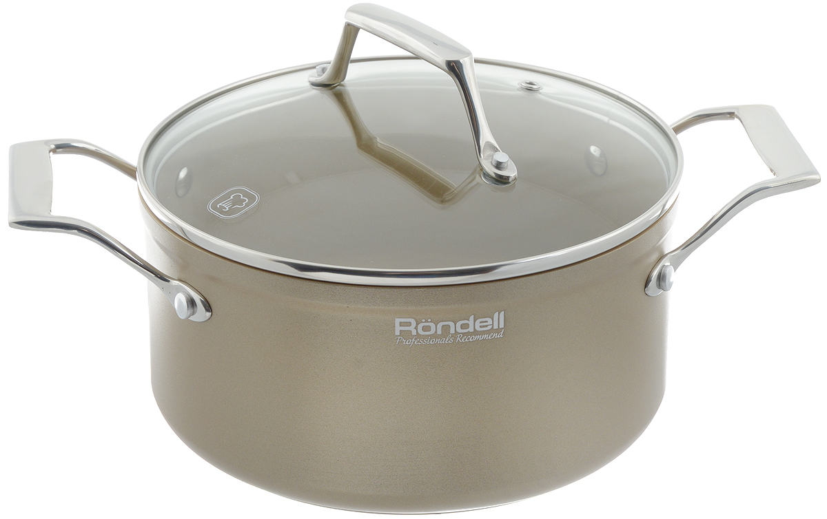 Кастрюля Rondell Champange с крышкой, с антипригарным покрытием, 3 лFS-91909 Кастрюля Rondell Champange с крышкой, с антипригарным покрытием, 3 лFS-91909Кастрюля Rondell Champange выполнена из высококачественного кованного алюминия с утолщенным дном и стенками. Посуда прекрасно сохраняет температуру и идеально подходит для блюд, требующих длительного приготовления. Кроме того, вы будете приятно удивлены, что на такой кастрюле можно обжаривать продукты на большом огне. Внутренне антипригарное покрытие TriTitan Spectrum на основе титана абсолютно безвредно, не содержит PFOA. С таким долговечным покрытием вы сможете использовать металлические лопатки. Крышка выполнена из термостойкого стекла позволяет контролировать процесс приготовления без потери тепла. Внешнее покрытие изысканного цвета гарантирует безупречный внешний вид посуды и легкий уход за поверхностью. В комплект входит буклет с рецептами от шефа. Подходит для всех видов плит, включая индукционные. Можно мыть в посудомоечной машине. Допустило появление пятен от использования насыщенных приправ и соусов (соевый, томатный, карри). Диаметр кастрюли по верхнему краю: 20 см. Ширина кастрюли (с учетом ручек): 30,5 см. Высота стенки: 10,3 см.