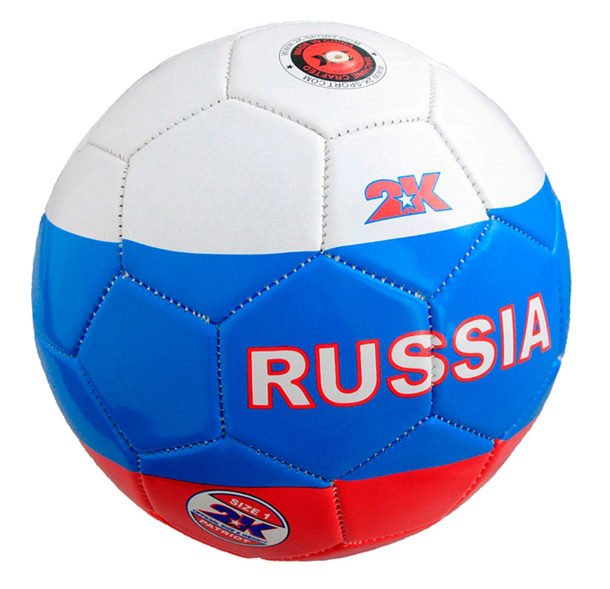 Мяч сувенирный 2K Sport Patriot, цвет: белый, голубой, красный. Размер 1200170 Мяч сувенирный 2K Sport Patriot, цвет: белый, голубой, красный. Размер 1200170Сувенирный мяч 2K Sport Patriot украшен символикой Российской Федерации. Подкладка выполнена из трех слоев полиэстера. Камера изготовлена из высококачественного латекса. Машинная сшивка.