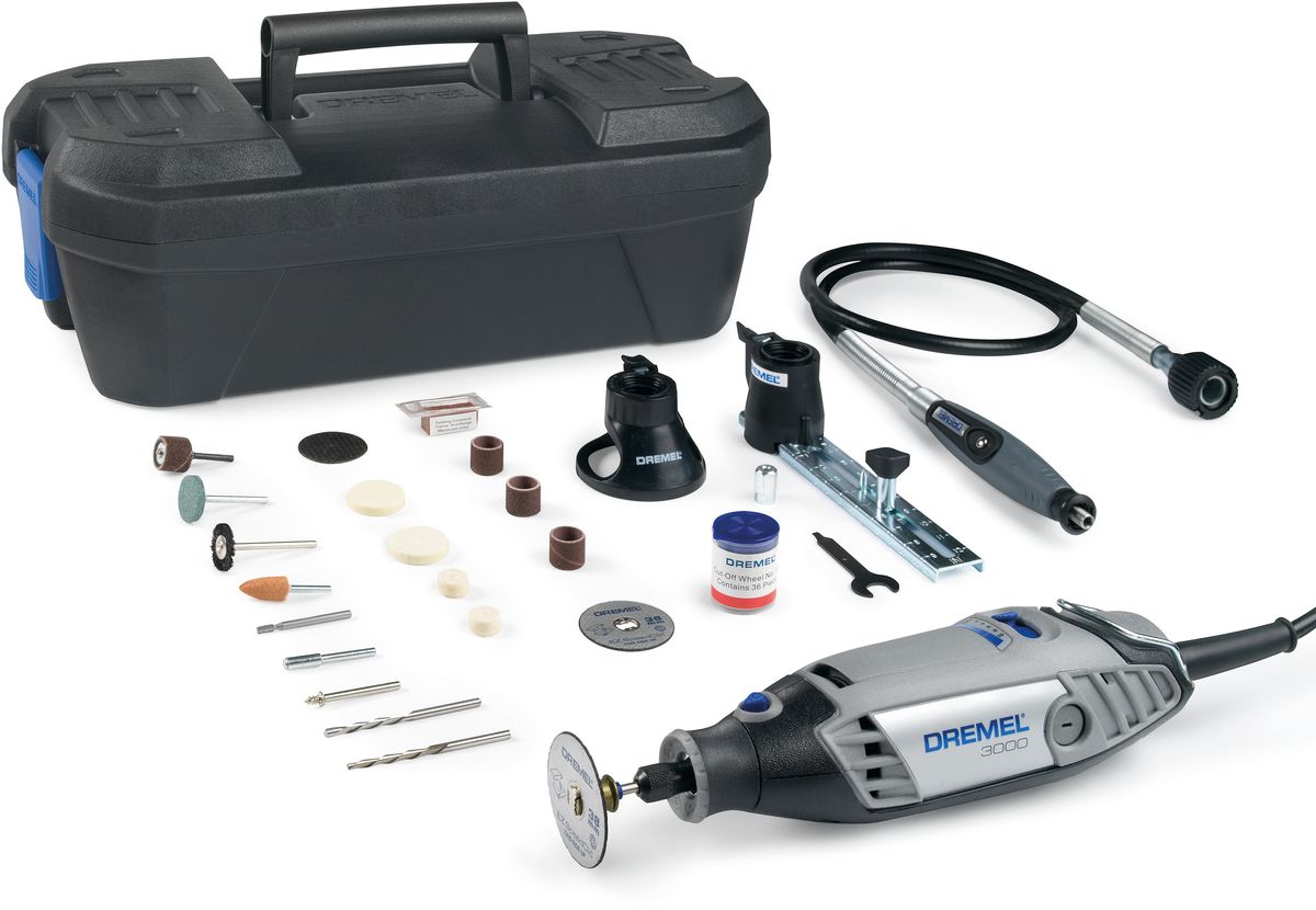 Набор Dremel Xmas 3000-3/55, 4 звезды. F0133000ML10000000168 Набор Dremel Xmas 3000-3/55, 4 звезды. F0133000ML10000000168Dremel 3000 – Идеальный многофункциональный инструмент с инновационным наконечником быстрой смены оснастки EZ Twist, удобной мягкой накладкой и регулируемой частотой вращения для большего контроля Включает 3 приставки Dremel повышающие универсальность Dremel 3000 55 оригинальных насадок Dremel включая EZ SpeedClic, которые позволяют пользователю справляться с широким кругом задач быстро и эффективно.Технические характеристики:Входная номинальная мощность: 130 Вт Напряжение: 230 В Частота вращения на холостом ходу: 10.000 – 33.000 об/мин. Вес (инструмента): 0.55кг.Особенности продукта1. Благодаря наконечнику EZ Twist для смены насадок вам не нужен гаечный ключ.2. Мощность 130Вт позволяет вам браться за любые, даже самые сложные DIY задачи.3. Рукоятка с мягкой накладкой: минимум вибрации для удобства в работе4. Регулируемая скорость 10 000-33 000 об/мин: для комфортной работы с инструментом и максимальному контролю. 5. Встроенная петля: подвесьте инструмент на держатель недалеко от вашего рабочего места.
