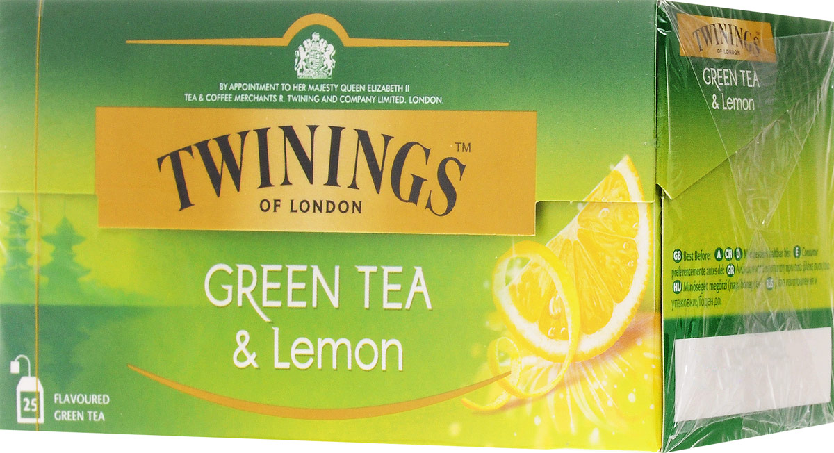 Twinings Green Tea & Lemon зеленый чай с цедрой лимона в пакетиках, 25 шт0120710 Twinings Green Tea & Lemon зеленый чай с цедрой лимона в пакетиках, 25 шт0120710Twinings Green Tea & Lemon - зеленый чай с кусочками лимона. Естественные смеси зеленого чая утолят жажду и придадут бодрость в любое время года.Уважаемые клиенты! Обращаем ваше внимание на то, что упаковка может иметь несколько видов дизайна. Поставка осуществляется в зависимости от наличия на складе.