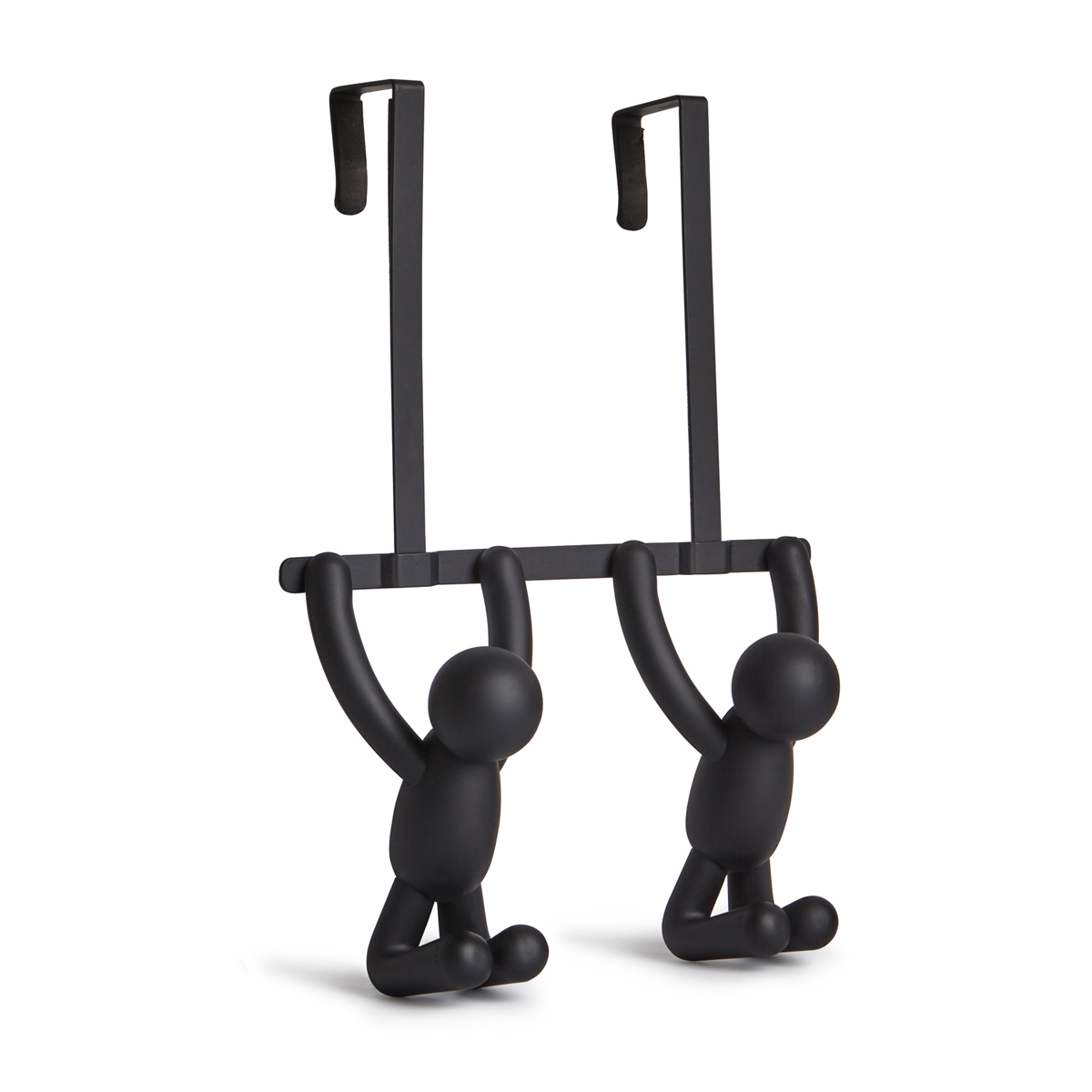 Вешалка на дверь Umbra Buddy, цвет: черный1004900000360 Вешалка на дверь Umbra Buddy, цвет: черный1004900000360Пополнение в коллекции Buddy – двойные крючки с надверным креплением. Могут легко перемещаться с двери в ванную на дверь в спальню и обратно, а на выходные запросто переехать на дачу. Крючки рассчитаны на межкомнатные двери стандартной глубины. Внутри каждого крючка предусмотрены мягкие амортизаторы, защищающие дверь от царапинДизайнеры Wesley Chau & Alan Wisniewski
