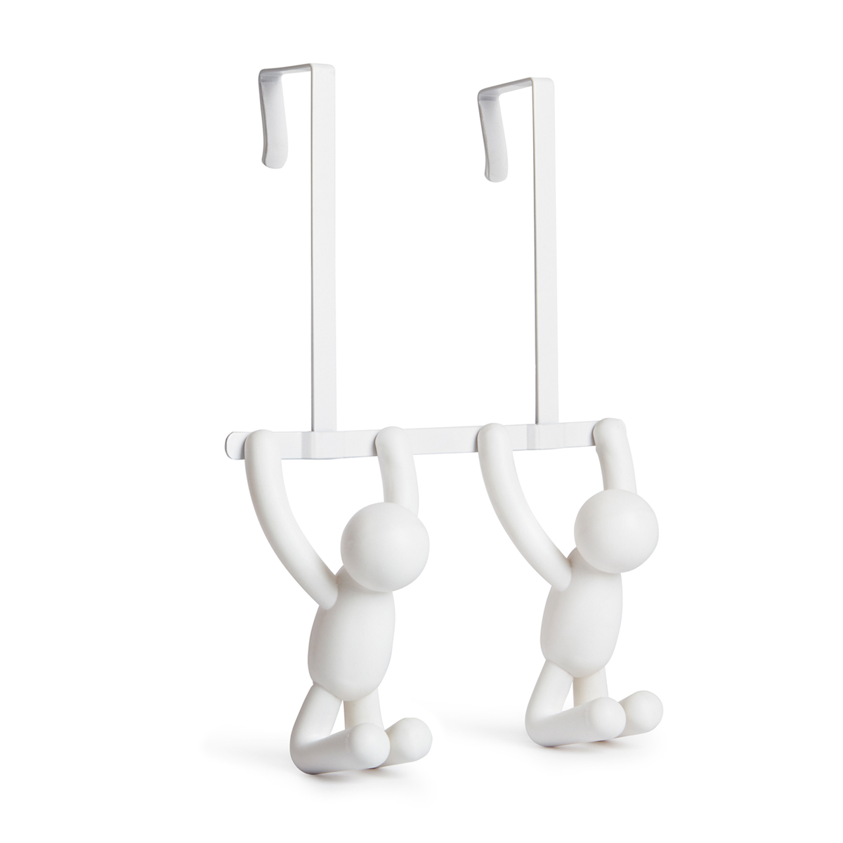 Вешалка на дверь Umbra Buddy, цвет: белый1092019 Вешалка на дверь Umbra Buddy, цвет: белый1092019Пополнение в коллекции Buddy – двойные крючки с надверным креплением. Могут легко перемещаться с двери в ванную на дверь в спальню и обратно, а на выходные запросто переехать на дачу. Крючки рассчитаны на межкомнатные двери стандартной глубины. Внутри каждого крючка предусмотрены мягкие амортизаторы, защищающие дверь от царапинДизайнеры Wesley Chau & Alan Wisniewski