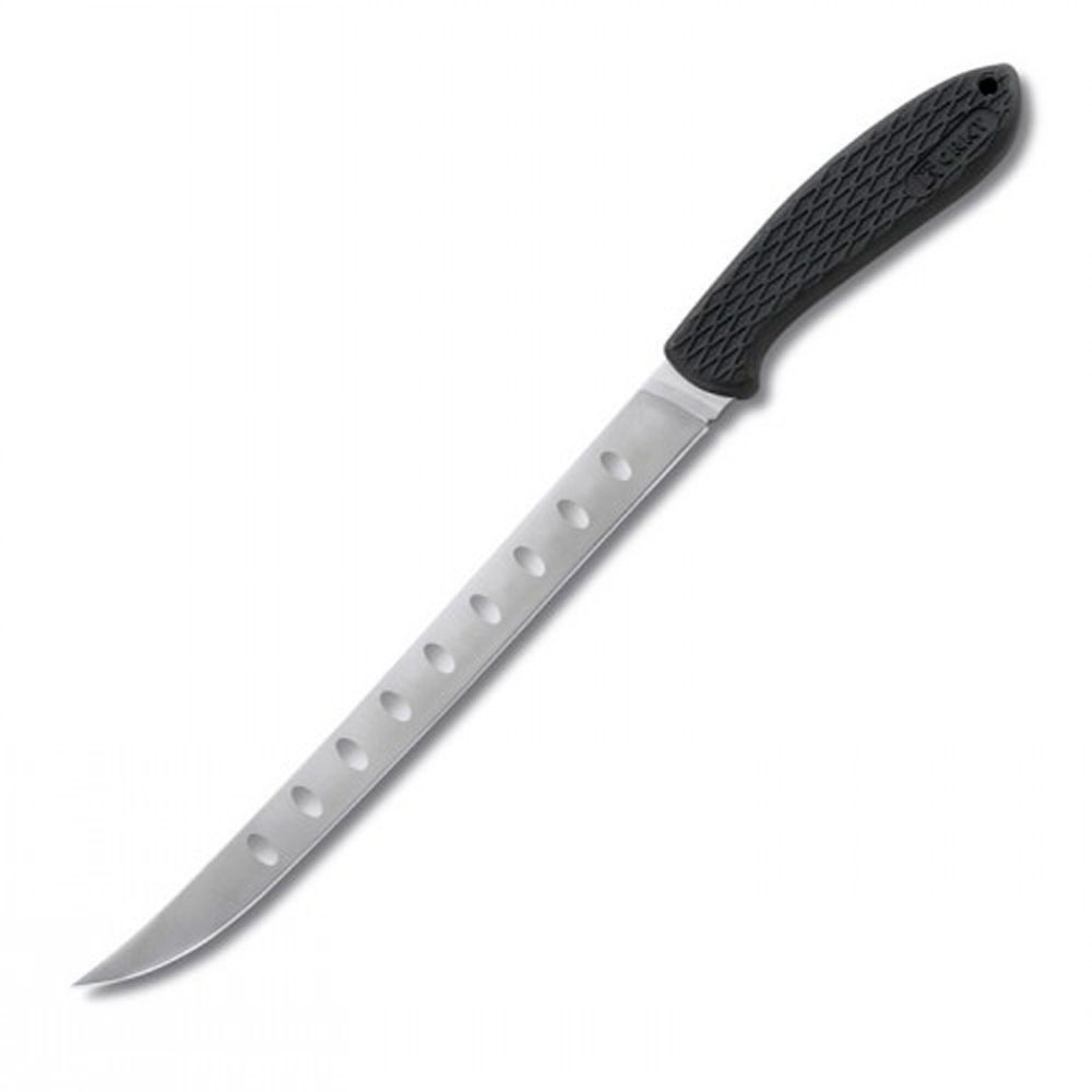 Нож Columbia River Komer Fillet 9, цвет: черный, длина клинка 24,1 см. CR/3019CR/3019 Нож Columbia River Komer Fillet 9, цвет: черный, длина клинка 24,1 см. CR/3019CR/3019Данная модель станет незаменимым помощником для людей, занимающихся туризмом, рыбалкой и ведущих активный образ жизни. Лезвие ножа выполнено из качественной стали с поверхностной обработкой Satin finish, которая придет ему стильный матовый оттенок.Общая длина ножа: 36,2 см.Длина клинка: 24,1 см.Твёрдость: 55-57 HRC.