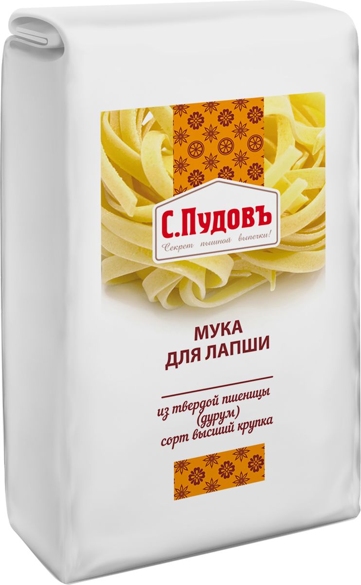 Пудовъ мука из твердой пшеницы высший сорт для лапши, 1 кг0120710 Пудовъ мука из твердой пшеницы высший сорт для лапши, 1 кг0120710Мука С. Пудовъ из твердой пшеницы придает изделиям нежный желтоватый оттенок. Повышает пищевую ценность, обогащает витаминами, микроэлементами и минералами.