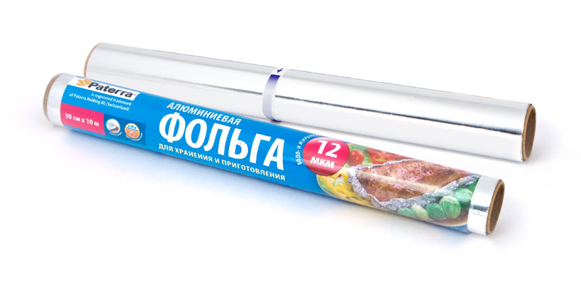 Фольга пищевая Paterra Прочная, 29 см х 10 м115510 Фольга пищевая Paterra Прочная, 29 см х 10 м115510Данная фольга выдержит любые температурные режимы доухового шкафа. 12мкм - это необходимая толщина для приготовления пищи. Фольга не окисляется при нагреве, продукты не пригорают и не прилипают.