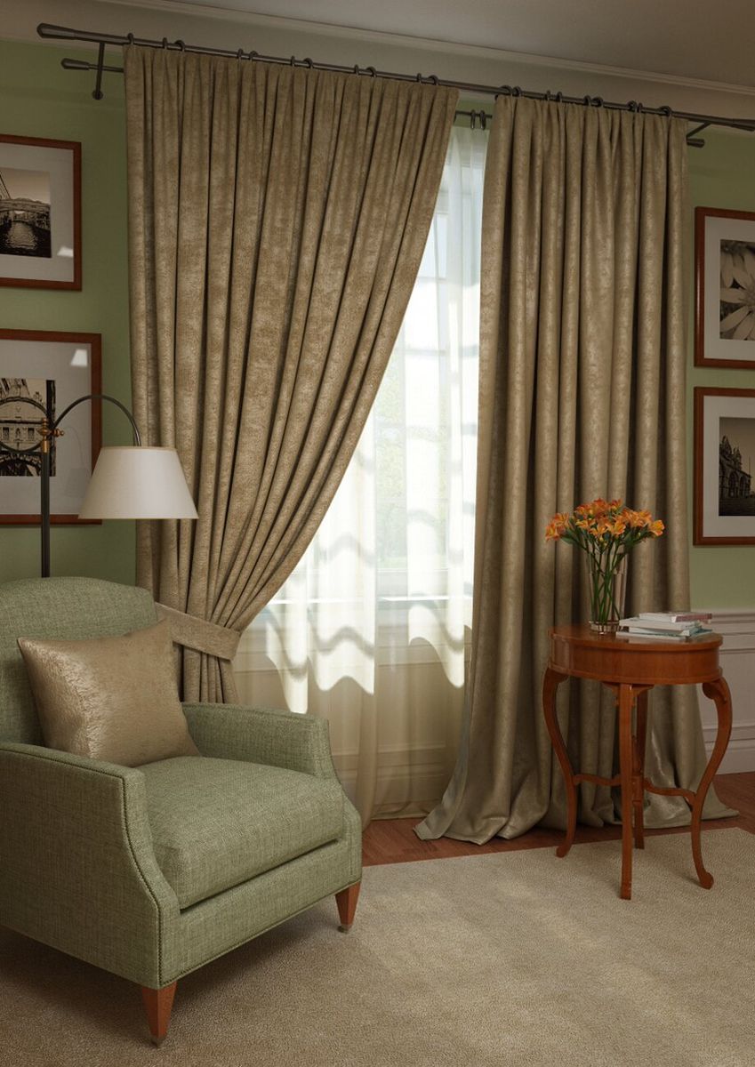 Комплект штор KauffOrt Магия, на ленте, цвет: кофейный, высота 280 см. 3123909635SVC-300 Комплект штор KauffOrt Магия, на ленте, цвет: кофейный, высота 280 см. 3123909635SVC-300Роскошный комплект Kauffort Магия состоит из двух штор, одного тюля и двух подхватов. Шторы изготовлены из плотного полиэстера с огнеупорной пропиткой, тюль - из полуорганзы. Для придания изящного внешнего вида шторы присбориваются с помощью подхватов. Шторы и тюль оснащены шторной лентой для красивой сборки.