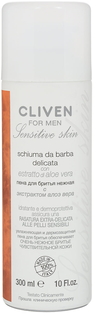 Cliven Пена для бритья Нежная с экстрактом Алоэ Вера 200мл574056 Cliven Пена для бритья Нежная с экстрактом Алоэ Вера 200мл574056Нежная пена для бритья с экстрактом Алоэ Вера способствует мягкому бритью. Питает кожу и восстанавливает водный баланс. Предупреждает появление покраснений и раздражений. Содержит увлажняющие и смягчающие вещества: глицерин, пантенол, арахисовое масло.