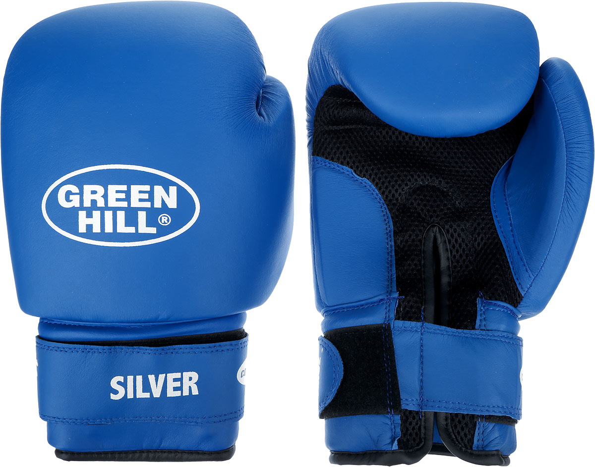Перчатки боксерские Green Hill Silver, цвет: синий, белый. Вес 14 унций. BGS-2039BGS-2039 Перчатки боксерские Green Hill Silver, цвет: синий, белый. Вес 14 унций. BGS-2039BGS-2039Боксерские перчатки Green Hill Silver подойдут для легких спаррингов и тренировок. Верх выполнен из высококачественной искусственной кожи, наполнитель - из вспененного полимера. Ладонь выполнена по технологии, которая позволяет руке дышать. Манжет на липучке способствует быстрому и удобному надеванию перчаток, плотно фиксирует перчатки на руке.