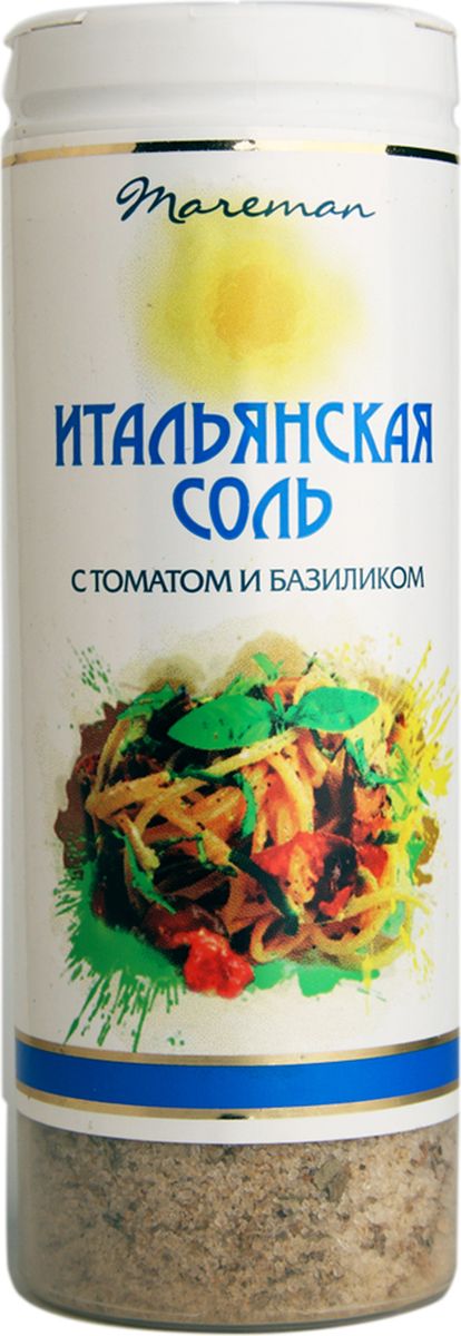 Mareman соль Итальянская, 140 г0120710 Mareman соль Итальянская, 140 г0120710Ароматная соль премиум качества с традиционным для Италии сочетанием приправ и пряностей.Соль упакована в пластиковые солонки с удобной крышкой-дозатором, легко использовать для пищи во время приготовления и за столом.Морская соль ТМ Mareman Итальянская придаст потрясающий вкус и наполнит блюда изысканным ароматом.