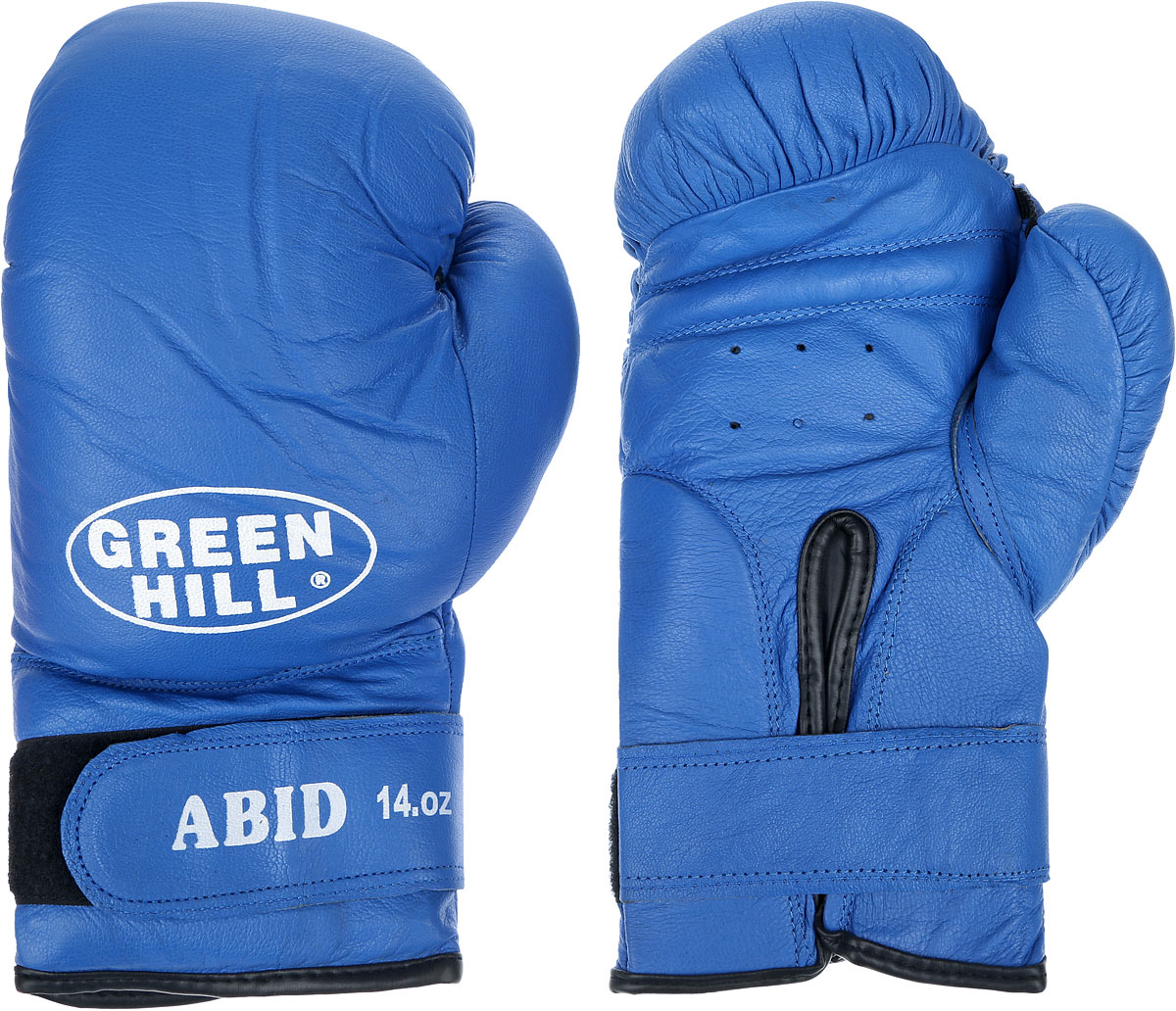 Перчатки боксерские Green Hill Abid, цвет: синий, белый. Вес 14 унцийBGC-2040b Перчатки боксерские Green Hill Abid, цвет: синий, белый. Вес 14 унцийBGC-2040bБоксерские тренировочные перчатки Green Hill Abid выполнены из натуральной кожи. Они отлично подойдут для начинающих спортсменов. Мягкий наполнитель из очеса предотвращает любые травмы. Отверстия в районе ладони обеспечивают вентиляцию. Широкий ремень, охватывая запястье, полностью оборачивается вокруг манжеты, благодаря чему создается дополнительная защита лучезапястного сустава от травмирования. Застежка на липучке способствует быстрому и удобному надеванию перчаток, плотно фиксирует перчатки на руке.