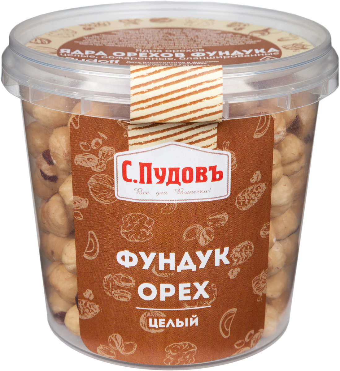 Пудовъ фундук целый, 180 г0120710 Пудовъ фундук целый, 180 г0120710Фундук – один из самых любимых и часто используемых видов орехов. В нем много высокоценных жиров – до 71%; содержатся белки и аминокислоты, легко усваиваемые организмом, натуральные сахара, углеводы, крахмал. В кулинарии фундук используется в салатах, соусах, мясных, овощных и рыбных блюдах, но чаще всего в приготовлении сладких блюд, кондитерских изделий и выпечки.