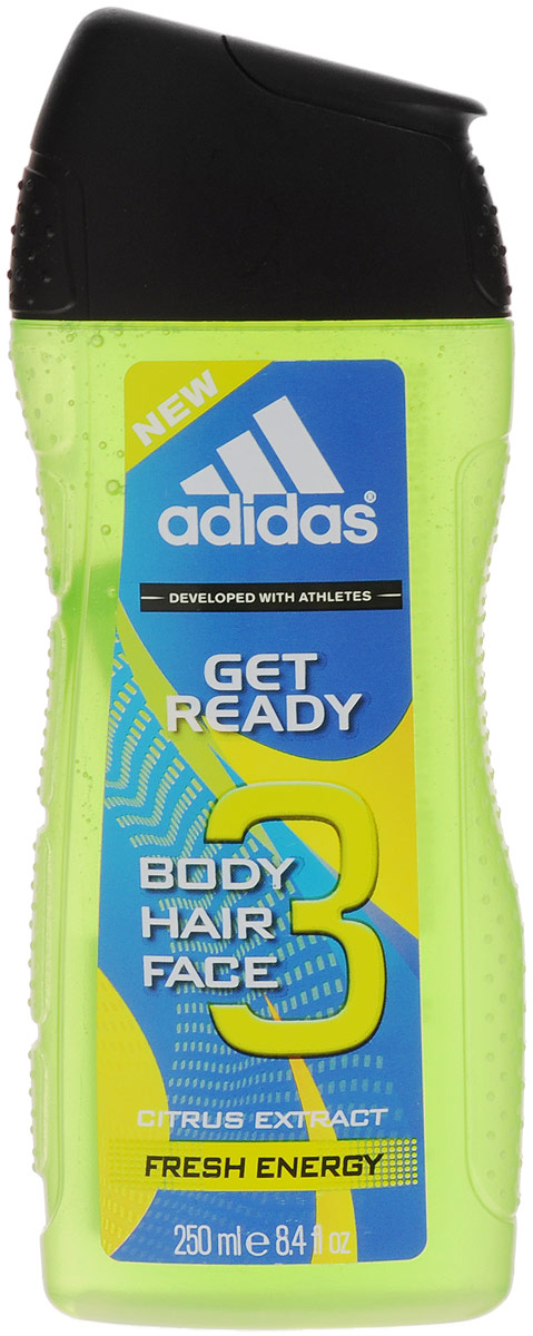 Adidas Гель для душа Get Ready!, для тела и волос, мужской, 250 млFS-36054 Adidas Гель для душа Get Ready!, для тела и волос, мужской, 250 млFS-36054Adidas Get Ready! для него - это свежий древесно-цитрусовый аромат для мужчин.Верхние ноты: бразильский мандарин, ананас, морской аккорд. Ноты сердца: райская маракуя, лаванда, мускатный шалфей. Базовые ноты: древесные ноты, кедровые ноты, пачули. Гель для душа Adidas Get Ready! содержит обогащенные формулы с натуральными экстрактами. Его формула 2 в 1, благодаря входящим в его состав очищающим и кондиционирующим компонентам, позволяет использовать его как гель для душа и шампунь. Подходит для ежедневного применения. pH нейтральный. Характеристики:Объем: 250 мл. Товар сертифицирован.