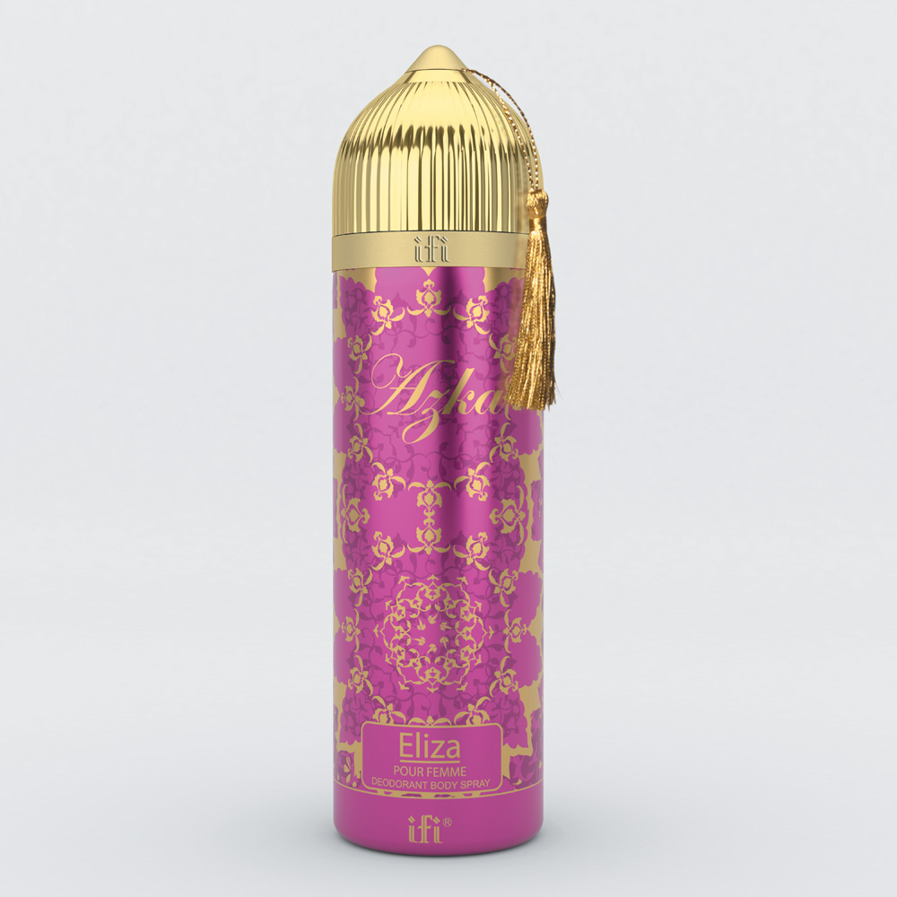 Дезодорант Azka Eliza женский DEO 200 мл.FS-00897 Дезодорант Azka Eliza женский DEO 200 мл.FS-00897Парфюмированный дезодорант Azka Eliza восхитительный, сладкий аромат для женщин, романтичный, нежный и запоминающийся. Свежие ароматы розы и жасмина сочетаются с легким ароматом специй розового перцаВерхние ноты:лимон, личи, лепестки пионаНоты «сердца»:жасмин самбак, роза, фрезия, розовый перецБазовые ноты:ветивер, пачули, кедр