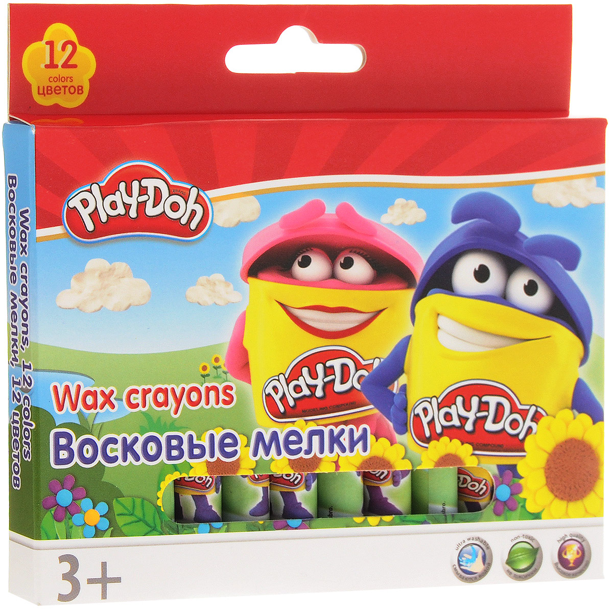 Play-Doh Набор восковых мелков 12 цветовFS-00102 Play-Doh Набор восковых мелков 12 цветовFS-00102Набор восковых мелков Play-Doh имеет насыщенные и сочные цвета.Мелки мягкие, не требуют сильного нажима. Стираются ластиком. Мелки самозатачиваются при рисовании. Не токсичны, безопасны. Каждый мелок имеет индивидуальную упаковку.Набор восковых мелков Play-Doh поможет раскрыть художественные способности, развить фантазию, усовершенствовать навыки рисования.