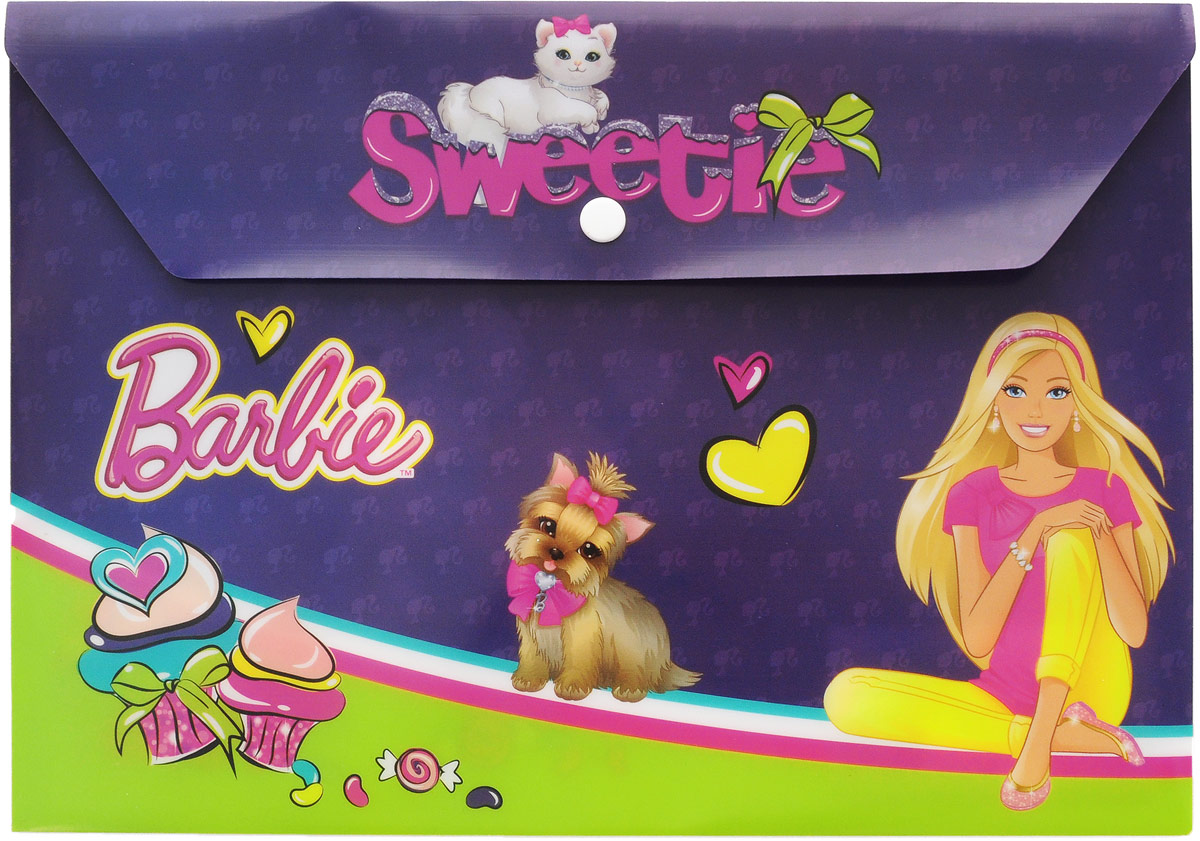 Barbie Папка-конверт Sweetie на кнопке цвет фиолетовыйFS-36054 Barbie Папка-конверт Sweetie на кнопке цвет фиолетовыйFS-36054Папка-конверт на кнопке Barbie Sweetie - это удобный и функциональный школьный инструмент, предназначенный для хранения и транспортировки рабочих бумаг и документов формата А4.Папка изготовлена из прочного полипропилена, закрывается клапаном на кнопку.Папка-конверт - это незаменимый атрибут для студента, школьника, офисного работника. Такая папка надежно сохранит ваши документы и сбережет их от повреждений, пыли и влаги.