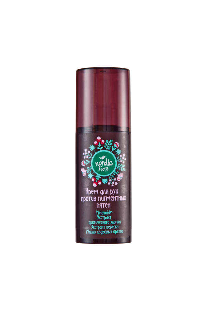 Nordic Flora Крем для рук против пигментных пятен, 50 г9192 Nordic Flora Крем для рук против пигментных пятен, 50 г9192Крем содержит Melavoid™ - инновационный компонент натурального происхождения, который позволяет бороться с пигментными пятнами в любое время года!* Он действует только на пятно, не осветляя общий тон кожи рук, обеспечивая уменьшение контрастности, количества пигментных пятен и защищает от их появления.