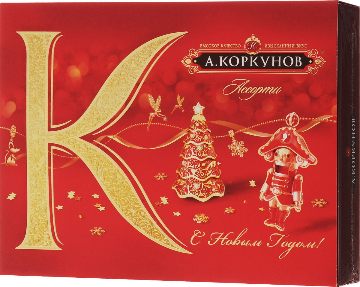 Коркунов С Новым Годом! Конфеты Ассорти Темный и молочный шоколад с цельным и дробленым фундуком темной и светлой ореховой начинкой, 108 г0120710 Коркунов С Новым Годом! Конфеты Ассорти Темный и молочный шоколад с цельным и дробленым фундуком темной и светлой ореховой начинкой, 108 г0120710При производстве конфет Коркунов используются сертифицированные сорта какао-бобов, произрастающие в Западной Африке. Ореховая начинка конфет - это настоящее, классическое пралине - сочетание сахара и орехов.Также для производства конфет закупаются только отборные орехи, а каждый из поставщиков проходит строгую проверку качества. Элегантная упаковка подчеркивает вкус изысканных шоколадных конфет. Все это делает конфеты Коркунов одним из самых желанных подарков на любой праздник.Уважаемые клиенты! Обращаем ваше внимание на то, что упаковка может иметь несколько видов дизайна. Поставка осуществляется в зависимости от наличия на складе.