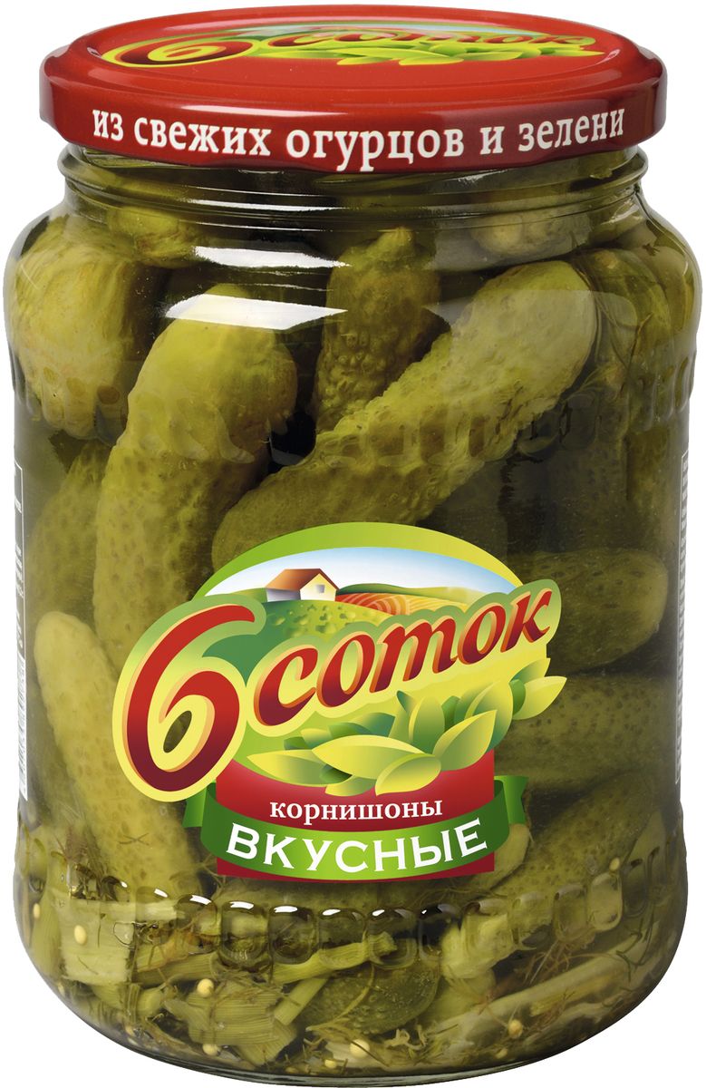 Шесть соток Огурцы Вкусные, 680 г0120710 Шесть соток Огурцы Вкусные, 680 г0120710Cвежие огурчики, приготовленные по рецептуре первого маринада, сохраняют натуральность и хрустят по настоящему.