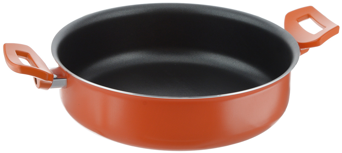 Жаровня Scovo Citrus Orange, с антипригарным покрытием. Диаметр 26 см54 009312 Жаровня Scovo Citrus Orange, с антипригарным покрытием. Диаметр 26 см54 009312Жаровня Scovo Citrus Orange изготовлена из листового алюминия с антипригарным покрытием. Благодаря антипригарным свойствам покрытия вы можете использовать минимальное количество подсолнечного масла. Покрытие не содержит PFOA, соединений кадмия и свинца, поэтому посуда абсолютно безопасна для здоровья. Корпус жаровни быстро прогревается и делает процесс приготовления комфортным и приятным. Удобные ручки из термостойкого пластика не нагреваются при приготовлении. Внешнее покрытие яркого сочного цвета позволит стать такой жаровне настоящим украшением интерьера кухни. Новая яркая линейка посуды Citrus создана для того, чтобы на вашей кухне царила атмосфера уюта и радости. Изделие можно использовать на газовых, электрических и стеклокерамических плитах. Можно мыть в посудомоечной машине. Высота стенки: 7,5 см. Ширина (с учетом ручек): 38 см.