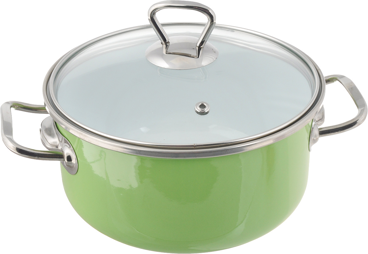 Кастрюля эмалированная Elros Green Apple с крышкой, 2 л54 009312 Кастрюля эмалированная Elros Green Apple с крышкой, 2 л54 009312Кастрюля Elros Green Apple изготовлена из высококачественного стального проката, покрытого двумя слоями жаропрочной эмали. Стеклокерамика инертна и устойчива к пищевым кислотам, не вступает во взаимодействие с продуктами и не искажает их вкусовые качества. Прочный стальной корпус обеспечивает эффективную тепловую обработку пищевых продуктов и не деформируется в процессе эксплуатации.Кастрюля оснащена ручками и стеклянной крышкой. Посуда подходит для всех видов плит, включая индукционные. Диаметр кастрюли по верхнему краю: 19 см.Ширина кастрюли (с учетом ручек): 25,5 см. Высота стенки: 9,7 см.