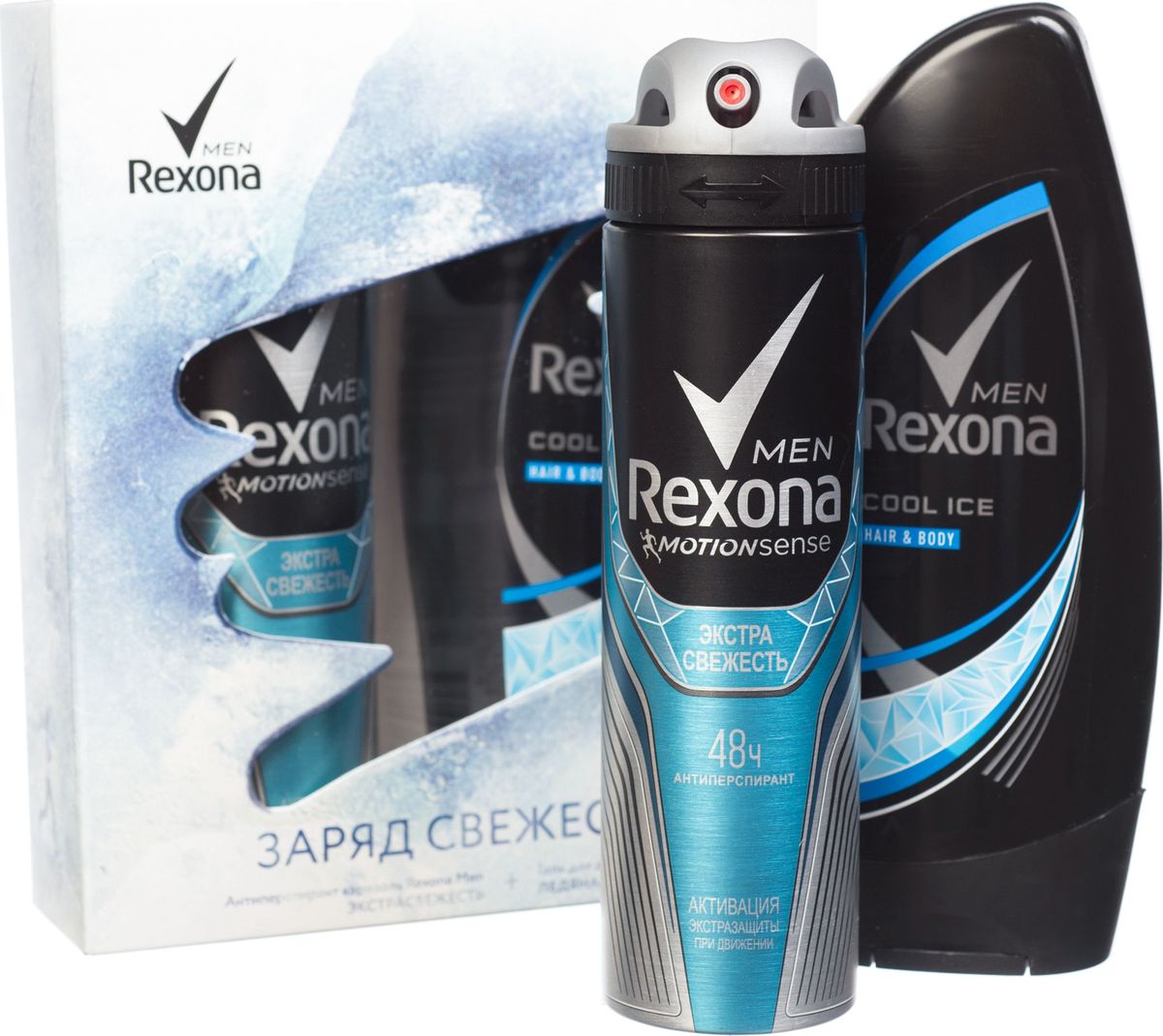 Rexona подарочный набор Men extrafresh80284338 Rexona подарочный набор Men extrafresh80284338Продукция Rexona уже на протяжении более ста лет предоставляет своим покупателям эффективную защиту от пота и запаха. Мы демонстрирует непрерывное развитие и усовершенствование своих продуктов. Мы постоянно совершенствуем наши продукты, открывая и внедряя новые технологии, чтобы сделать дезодорант №1 в России еще лучше.«Никогда не подведет!» — под таким девизом Rexona представляет линейку современных средств от пота для женщин и мужчин. А история этой марки начинается в 1904 году с самого обычного туалетного мыла, в который были добавлены новые ингредиенты для большего аромата. И тогда, и сейчас Рексона заботится о том, чтобы неприятный запах пота не портил человеку настроение и ощущения в течение дня.Подарочный набор “Rexona Men Extrafresh” подарит тебе уверенность в себе даже в самых экстремальных условиях. В составе набора дезодорант с прохладным и бодрящим ароматом 150 мл, а также эксклюзивный гель для душа 250 мл, который подарит ощущение чистоты и зарядит энергией на весь день.