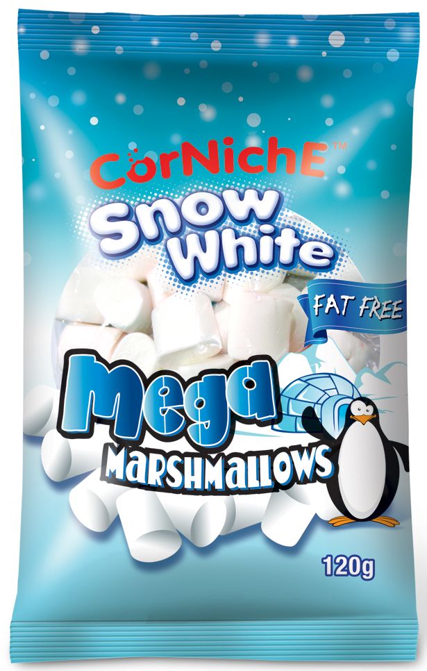 Corniche Marshmallows снежок, 120 г0120710 Corniche Marshmallows снежок, 120 г0120710Поедем на пикник, будем жарить зефир на костре - эта загадочная фраза именно о маршмеллоу – воздушном жевательном зефире, который можно растапливать на огне и в горячем кофе/какао/шоколаде. Кусочек мягкого, ароматного зефира имеет такую форму, чтобы ее было удобно надеть на палочку и протянуть к огню. Снаружи у него образуется тонкая корочка, а внутри бушует маленькое море растопленного зефира. Как использовать - для пикников и вечерних посиделок у костра, в качестве топпинга к мороженому, пудингу, фруктовым салатам. Как ароматная добавка к кофе, какао, горячему шоколаду, для приготовления домашней мастики и украшения тортов.