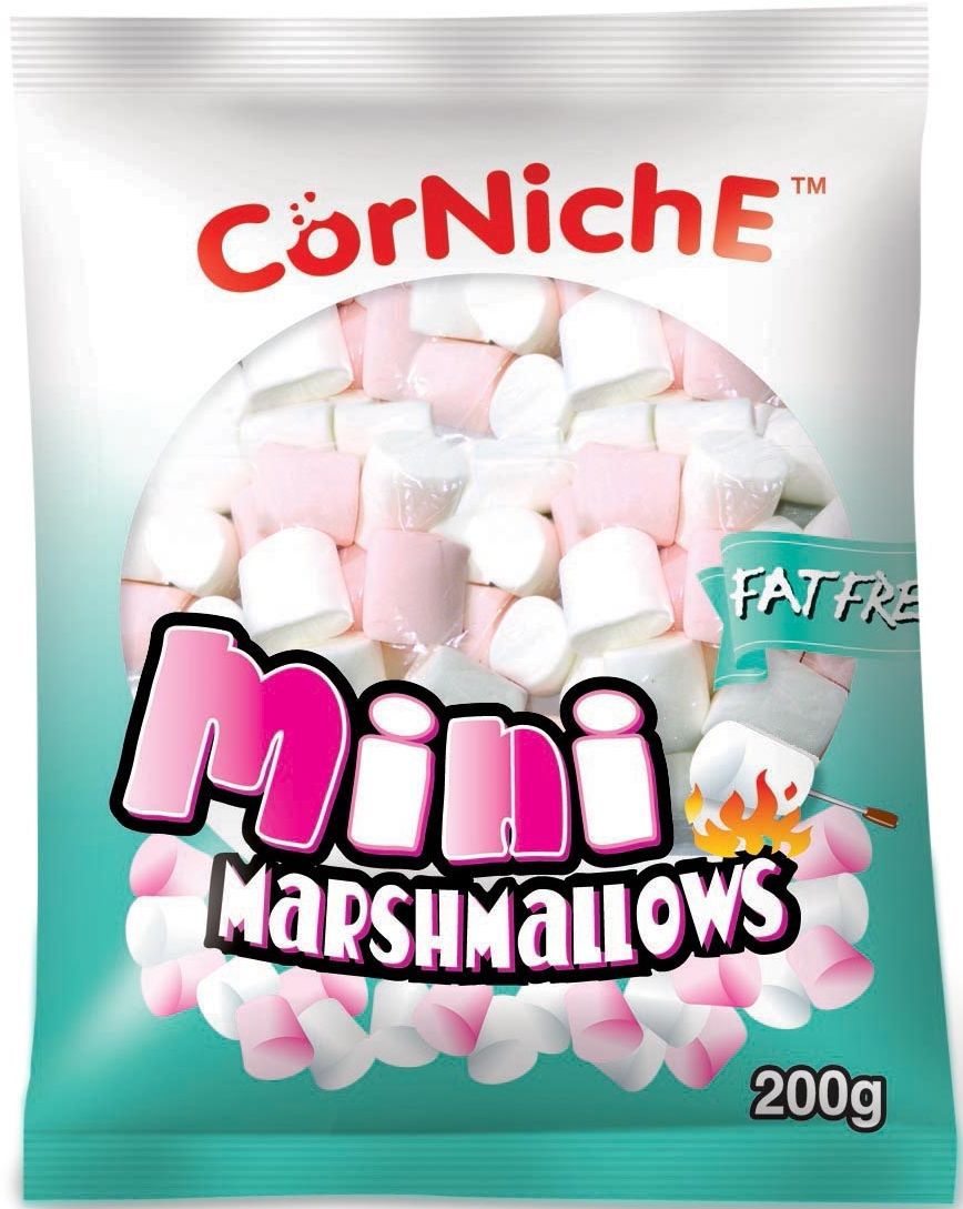 Corniche Marshmallows мини pink+white, 200 г0120710 Corniche Marshmallows мини pink+white, 200 г0120710Маршмелоу Мини - это те самые бело-розовые, нарядные и аппетитные пушинки, которые плавают в чашке с ароматным кофе, шоколадом или какао. Желанный десерт в любой компании!
