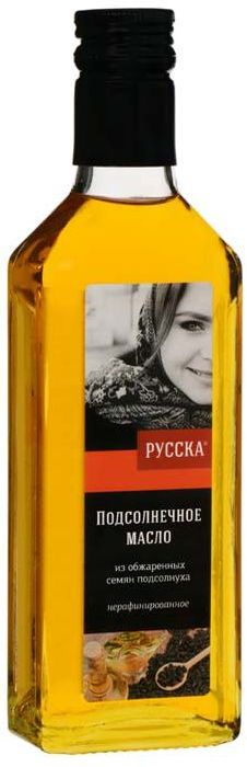 Русска масло подсолнечное из обжаренных семян подсолнуха, 250 г0120710 Русска масло подсолнечное из обжаренных семян подсолнуха, 250 г0120710Подсолнечное нерафинированное масло из обжаренных семян подсолнуха.Вкуснейшее масло с ярко выраженным вкусом жареных семечек.Это масло подходит для заправки салатов, приготовления различных соусов, великолепно сочетается с овощами, зеленью, птицей, мясом и рыбой.
