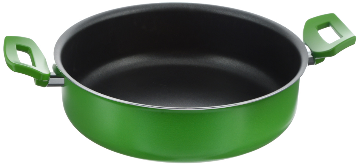 Жаровня Scovo Citrus Lime, с антипригарным покрытием. Диаметр 26 см54 009312 Жаровня Scovo Citrus Lime, с антипригарным покрытием. Диаметр 26 см54 009312Жаровня Scovo Citrus Lime изготовлена из листового алюминия с антипригарным покрытием. Благодаря антипригарным свойствам покрытия вы можете использовать минимальное количество подсолнечного масла. Покрытие не содержит PFOA, соединений кадмия и свинца, поэтому посуда абсолютно безопасна для здоровья. Корпус жаровни быстро прогревается и делает процесс приготовления комфортным и приятным. Удобные ручки из термостойкого пластика не нагреваются при приготовлении. Внешнее покрытие яркого сочного цвета позволит стать такой жаровне настоящим украшением интерьера кухни. Новая яркая линейка посуды Citrus создана для того, чтобы на вашей кухне царила атмосфера уюта и радости. Изделие можно использовать на газовых, электрических и стеклокерамических плитках. Можно мыть в посудомоечной машине. Высота стенки: 7,5 см. Ширина (с учетом ручек): 38 см.