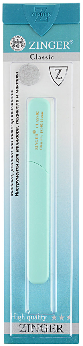 Zinger Пилка для ногтей zo-FG-02-10-Case, двусторонняя, стеклянная, цвет: ментоловый5010777139655 Zinger Пилка для ногтей zo-FG-02-10-Case, двусторонняя, стеклянная, цвет: ментоловый5010777139655Стеклянная двусторонняя пилочка Zinger zo-FG-02-10-Case не травмирует ногтевую пластину и подходит для ногтей любого вида, твердости и натуральности. Она изготовлена из высококачественного стекла и дополнена практичным пластиковым футляром с крышкой. Работа с ней доставляет приятные ощущения, особенно для ногтей с повышенной чувствительностью. Она также может применяться для обработки огрубевшей кожи вокруг ногтя.Возможна санитарная обработка.Товар сертифицирован.