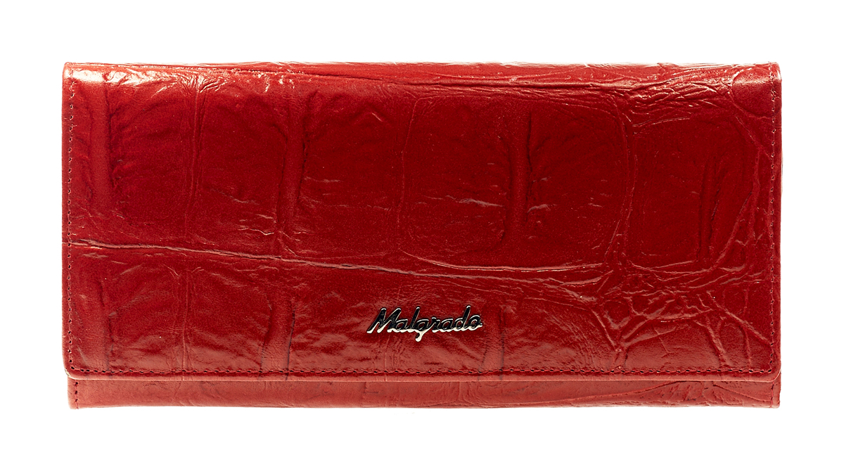 Кошелек Malgrado, цвет: красный. 72076-29102#INT-06501 Кошелек Malgrado, цвет: красный. 72076-29102#INT-06501Стильный кошелек Malgrado выполнен из лаковой натуральной кожи красного цвета с декоративным тиснением, застегивается клапаном на кнопку. Внутри содержит один горизонтальный карман для бумаг, девять кармашков для кредитных карт, отделение на замке-защелке для мелочи и четыре отделения для купюр, одно из них на молнии. Кошелек упакован в подарочную металлическую коробку с логотипом фирмы. Такой кошелек станет замечательным подарком человеку, ценящему качественные и практичные вещи. Характеристики:Материал: натуральная кожа, текстиль, металл. Размер кошелька: 18,5 см х 9 см х 2,5 см. Цвет: красный. Размер упаковки: 23 см х 13 см х 4,5 см. Артикул: 72032-3-43702#.