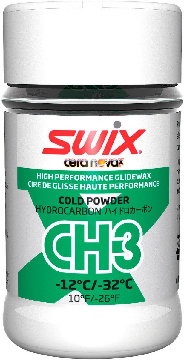 Мазь скольжения Swix CH3X Cold Powder -12C / -32C, 30 гNN75 Kidsч Мазь скольжения Swix CH3X Cold Powder -12C / -32C, 30 гNN75 KidsчCH3 ХОЛОДНЫЙ ПОРОШОКупаковка 30 г-12°С…-32°СЭто специальная синтетическая углеводородная порошковая мазь скольжения, придающая другим мазям скольжения свойства, улучшающие их износоустойчивость и увеличивая прочность мази при абразивных условиях скольжения. Предназначена для жесткого снега, свежего искусственного снега. Порошок следует наносить на мазь скольжения, пока та находится в расплавленном состоянии или, по крайней мере, пока она не остыла. Даже большое количество CH3 не будет препятствовать хорошему скольжению. Затем следует проутюжить CH3 в слой мази скольжения. Дать полностью остыть, обработать скребком, затем пройтись щеткой.