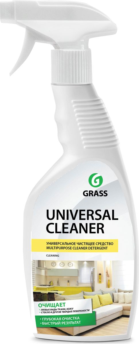 Универсальное чистящее средство Grass Universal сleaner, 600 мл68/5/1 Универсальное чистящее средство Grass Universal сleaner, 600 мл68/5/1Универсальное пенное моющее средство широкого спектра действия. Эффективно удаляет загрязнения с водостойких поверхностей: линолеума, полимерных покрытий, керамической плитки, ламината, паркета, дерева, нержавеющей стали, стеклянных поверхностей, а также изделий из ткани, кожи, не повреждая волокон ткани. Эффективное средство для регулярной уборки, подходит и для сильно загрязненных объектов. Не оставляет разводов Устраняет неприятные запахи.