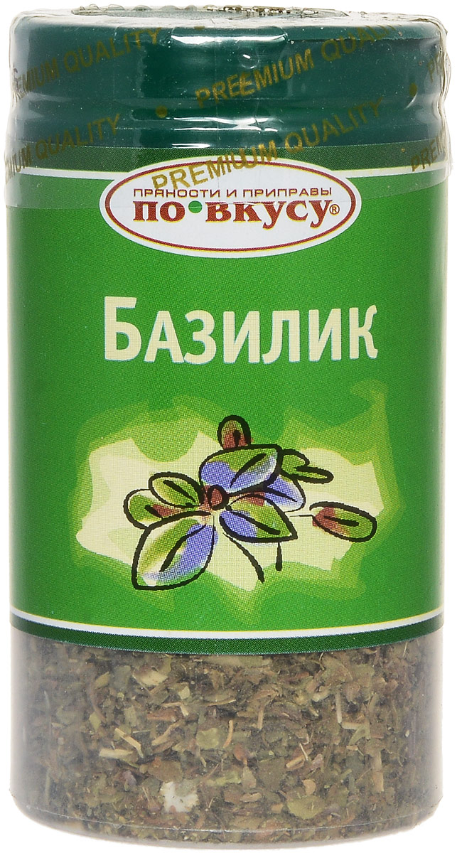 По вкусу Зелень базилика сушеная, 10 г0120710 По вкусу Зелень базилика сушеная, 10 г0120710Зелень базилика сушеная По вкусу применяется в салатах, супах и холодных блюдах. Улучшает вкус яичных, макаронных блюд, блюд с сыром, заливной рыбы и тушеного мяса.