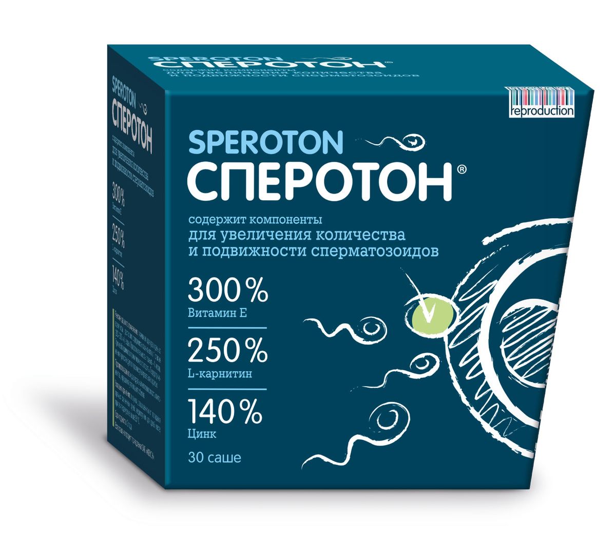 БАД Сперотон, №30, сашеone116 БАД Сперотон, №30, сашеone116СПЕРОТОН – комбинированный препарат для повышения мужской фертильности - Стимулирует сперматогенез.- Повышает концентрацию сперматозоидов в семенной жидкости. - Увеличивает подвижность сперматозоидов.- Не содержит гормональных компонентов.- Не вызывает аллергических реакций и других побочных явлений. Компоненты: - L-карнитин увеличивает количество и подвижность сперматозоидов, стимулирует их созревание, способствует уменьшению количества их атипичных (патологических форм).- Витамин Е повышает жизнеспособность сперматозоидов, увеличивает их количество и концентрацию, эффективен при астенозоосперсии и олигоастенозооспермии.- Цинк необходим для синтеза основного мужского гормона тестостерона и фолликулостимулирующего гормона (ФСГ), которые отвечают за выработку спермы.Сперотон - не гормональный препарат, однако его компоненты помогают нормализовать выработку гормонов, необходимых для успешного осуществления репродуктивной функции мужчины.Принимать Сперотон целесообразно:- при планировании зачатия,- в комплексной терапии мужского бесплодия.- Начинать прием желательно за несколько месяцев до предполагаемого зачатия.Товар не является лекарственным средством. Товар не рекомендован для лиц младше 18 лет. Могут быть противопоказания и следует предварительно проконсультироваться со специалистом.
