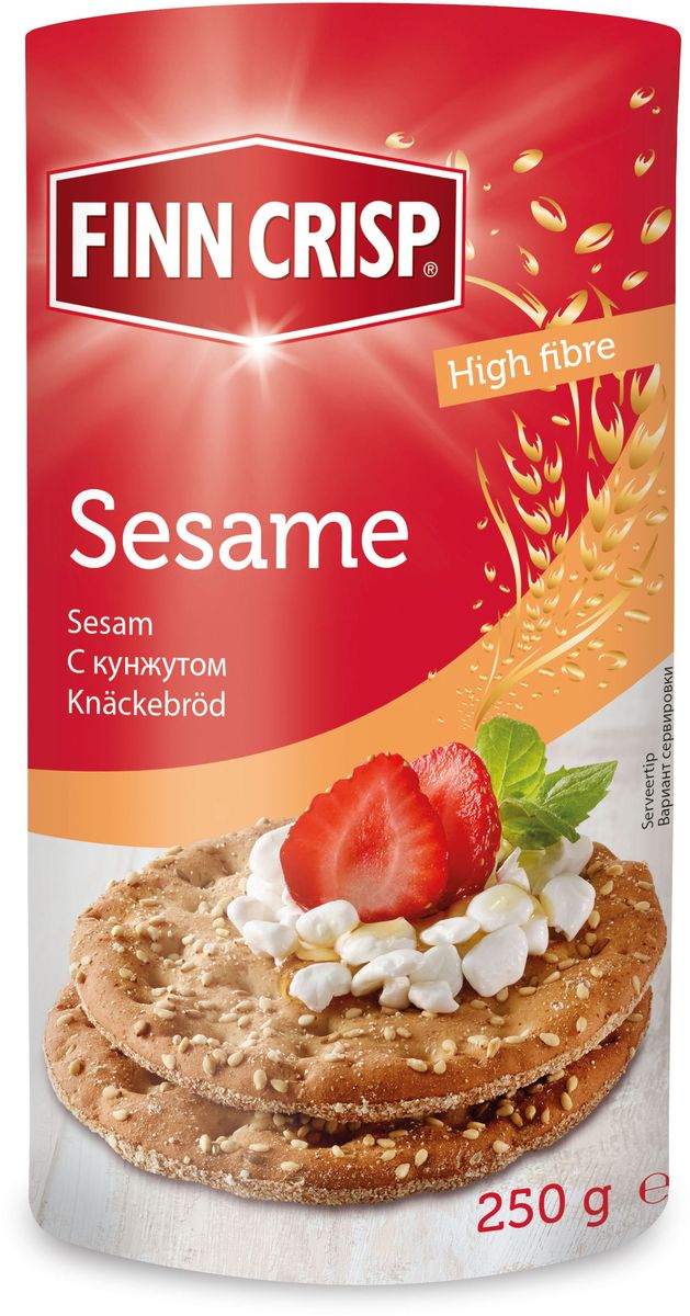 Finn Crisp Sesame хлебцы пшеничные с кунжутом, 250 г0120710 Finn Crisp Sesame хлебцы пшеничные с кунжутом, 250 г0120710В 1952 году началось производство сухариков FINN CRISP (ФИНН КРИСП), когда стартовали Олимпийские Игры в Хельсинки (Финляндия).Многие годы натуральные ржаные сухарики FINN CRISP отражают дух Финляндии для миллионов покупателей по всему миру, заботящихся о здоровом питании. Высушивать хлеб - давняя финская традиция и FINN CRISP до сих пор придерживаются этой традиции создавая хлебцы по старому классическому финскому рецепту.Бренд FINN CRISP принадлежит компании VAASAN Group’s.VAASAN - это крупнейшая хлебопекарная компания в Балтийском регионе со столетней историей, занимающаяся производством продукции для правильного и здорового питания. Занимающая второе место по производству сухариков и хлебцев, а её продукция экспортируются в более чем 50 государств!