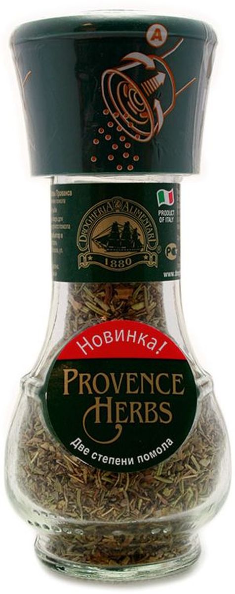 Drogheria е Alimentari мельница две степени помола травы Прованса, 20 г0120710 Drogheria е Alimentari мельница две степени помола травы Прованса, 20 г0120710Мельницы Drogheria & Alimentari раскроют уникальный аромат каждой специи и пряности непосредственно в процессе приготовления любимого блюда. Уникальная мельница Drogheria & Alimentari позволяет выбрать необходимую степень помола - крупную или мелкую. С её помощью можно без усилий перемолоть даже самые твердые частички соли. Компания Drogheria & Alimentari, основанная в 1880 году во Флоренции, в настоящее время обладает самыми большими производственными мощностями в Европе.