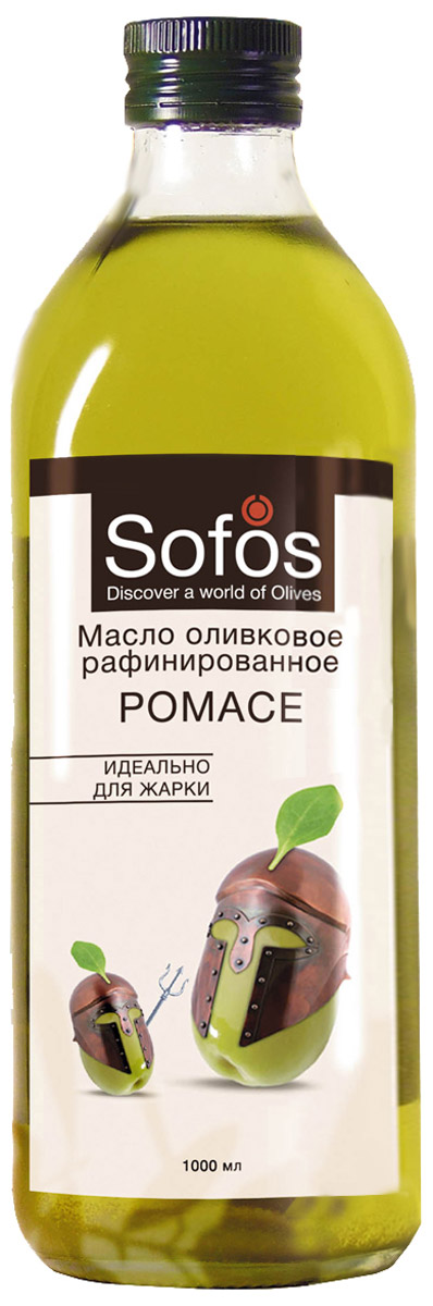 Sofos Pomace масло оливковое рафинированное для жарки, 1 л0120710 Sofos Pomace масло оливковое рафинированное для жарки, 1 л0120710Масло Sofos Pomace- оптимально для жарки,выпекания и фритюра. Рекомендовано любителям блюд с аппетитной корочкой. Оливковое масло Pomace - продукт, не образующий опасных веществ при жарке: - Специальное рафинированное масло с добавлением Extra Virgin. - Обладает нейтральным вкусом и запахом, содержит полезные элементы.- Стойкое к нагреванию благодаря повышенному содержанию олеиновой и полинасыщенных жирных кислот. - При термообработке продуктов подчёркивает их природный вкус, образуя корочку с хрустом.Sofos Pomace - жарка и выпечка с пользой и ярким вкусом.
