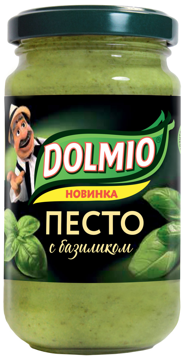 Dolmio соус песто с базиликом, 180 г0120710 Dolmio соус песто с базиликом, 180 г0120710Традиционный для Италии соус с базиликом, орехами и твердым сыром. Рыба, мясо, макароны, рис, салат - соус Dolmio раскроет вкус знакомых блюд по-новому.