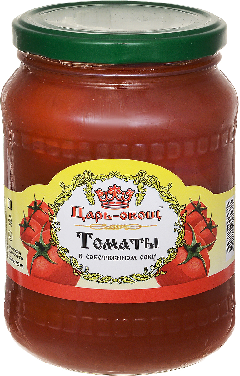Царь-овощ Томаты в собственном соку, 680 г0120710 Царь-овощ Томаты в собственном соку, 680 г0120710Вкуснейшие томаты в собственном соку от Царь-овощ. Можно использовать как самостоятельную закуску.Масса томатов: 306 г