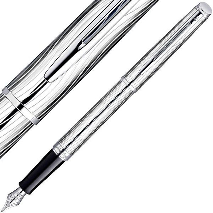 Waterman Ручка перьевая Hemisphere Deluxe Metal CT синяя корпус сереброWAT-S0921010 Waterman Ручка перьевая Hemisphere Deluxe Metal CT синяя корпус сереброWAT-S0921010Материал корпуса: ЛатуньПокрытие корпуса: ПалладиумМатериал отделки деталей корпуса: ХромПеро: Нержавеющая стальСпособ подачи стержня: С колпачкомВложение: 1 картридж.Синие чернила F.