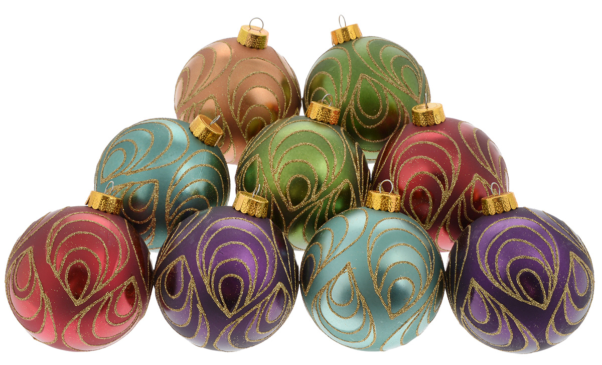 Набор новогодних подвесных украшений Christmas Time, 9 шт. 076348117012105 Набор новогодних подвесных украшений Christmas Time, 9 шт. 076348117012105Набор подвесных украшений Christmas Time прекрасно подойдет для праздничного декора новогодней ели. Набор состоит из 9 украшений разных цветов в виде шаров. Изделия выполнены из пластика и декорированы блестками. Для удобного размещения на елке для каждого украшения предусмотрено ушко для петельки. Елочная игрушка - символ Нового года. Она несет в себе волшебство и красоту праздника. Создайте в своем доме атмосферу веселья и радости, украшая новогоднюю елку нарядными игрушками, которые будут из года в год накапливать теплоту воспоминаний. Откройте для себя удивительный мир сказок и грез. Почувствуйте волшебные минуты ожидания праздника, создайте новогоднее настроение вашим дорогим и близким.Диаметр украшения: 8 см.